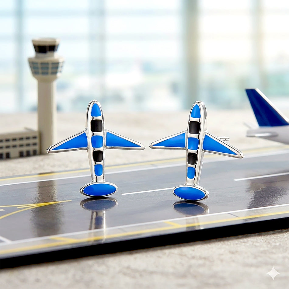 Tiny Airplane Glow 925 Sterling Silver Stud for Kids
