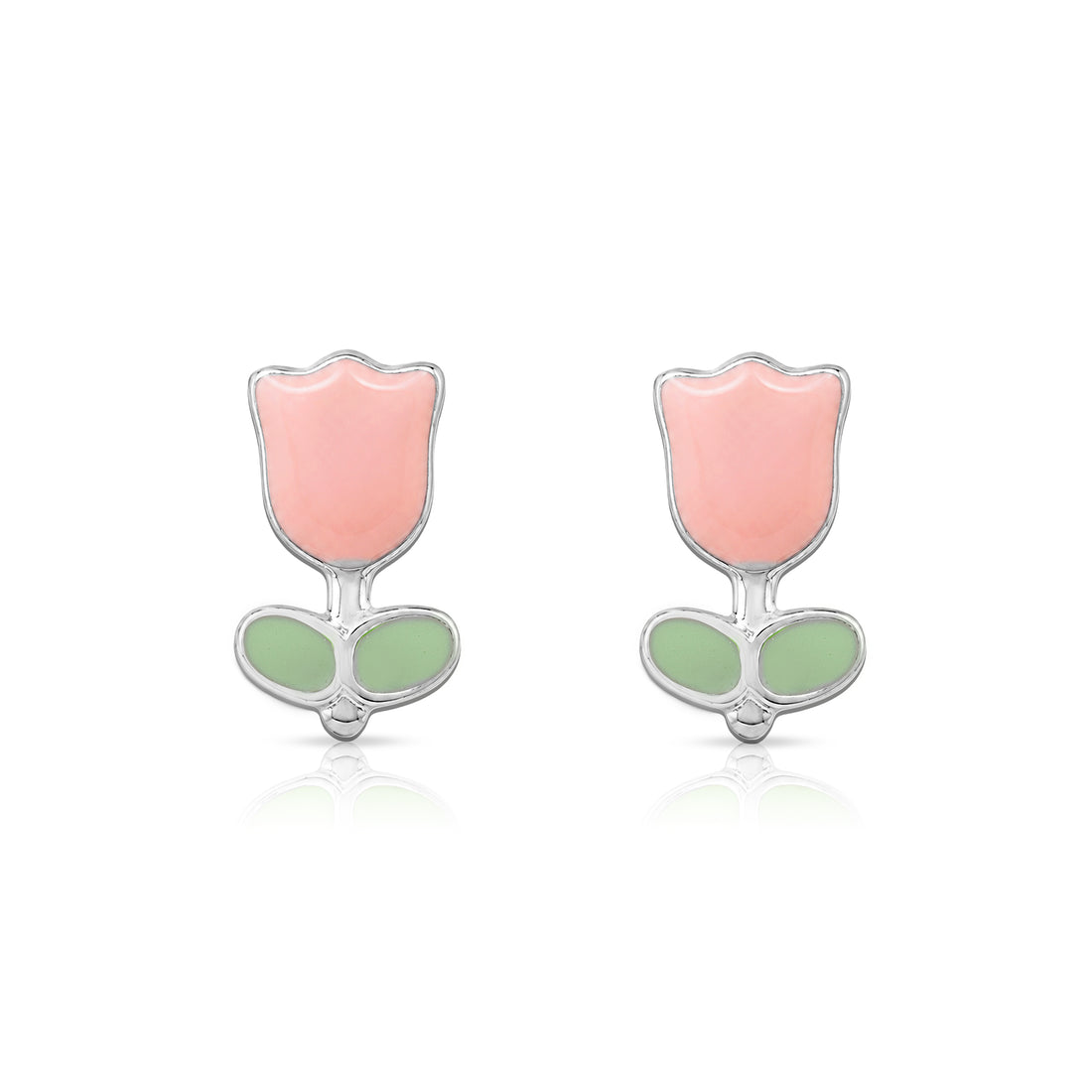 Tiny Pink Tulip 925 Sterling Silver Stud for Kids