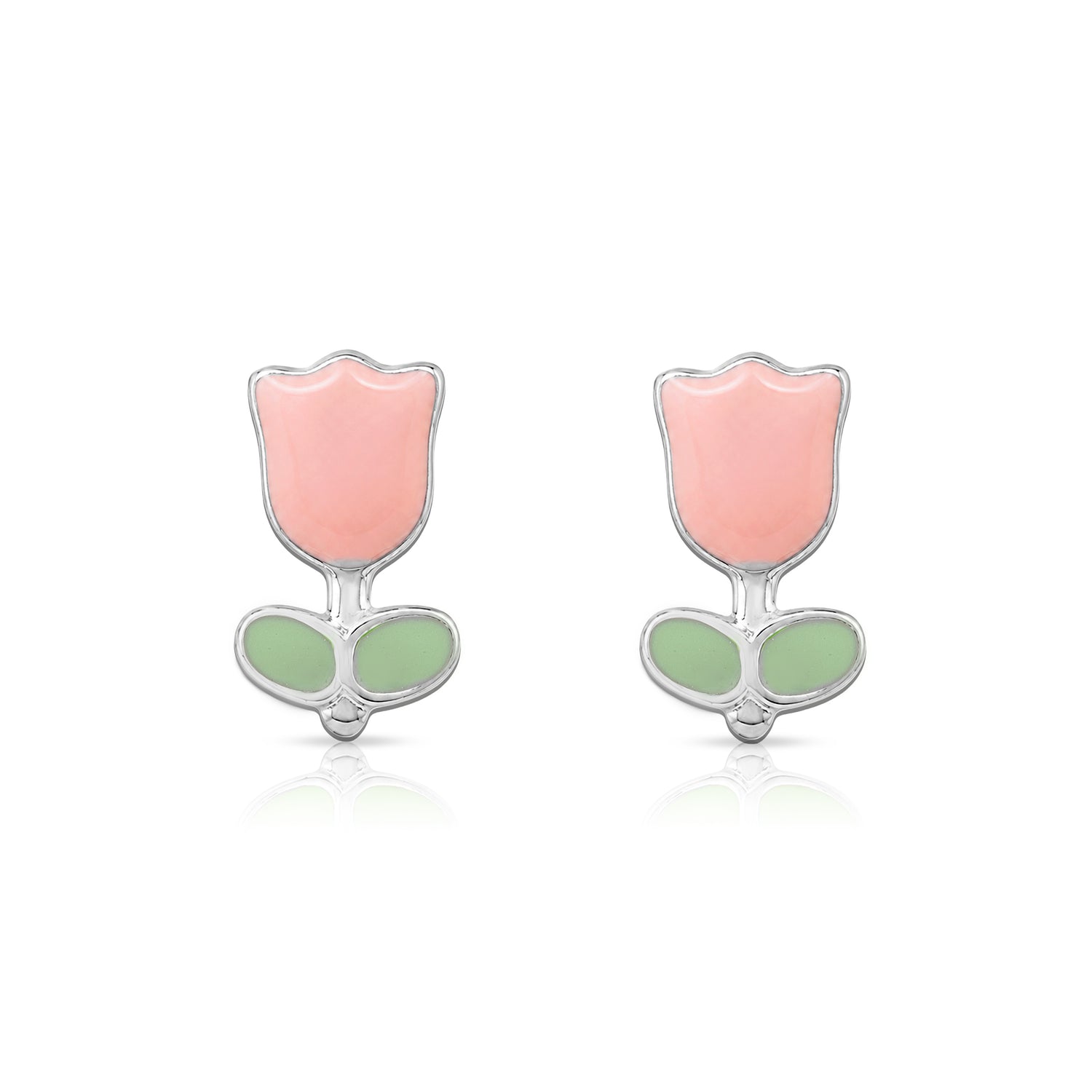 Tiny Pink Tulip 925 Sterling Silver Stud for Kids