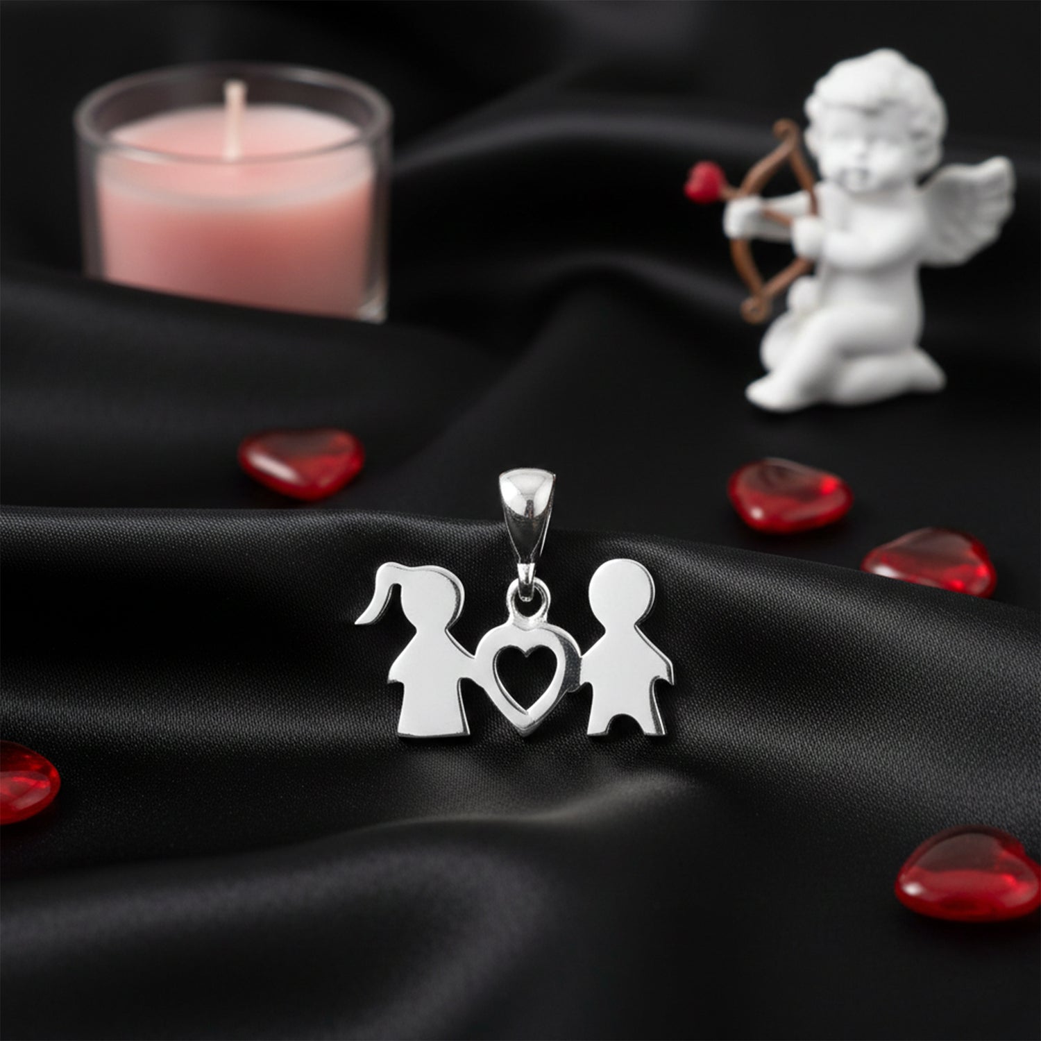 Together Forever Heart 925 Sterling Silver Couple Pendant for Women