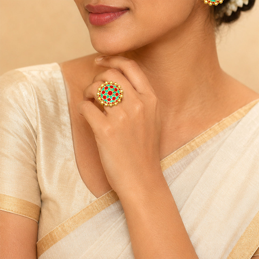 Traditional Floral Elegance 925 Sterling Silver Ring