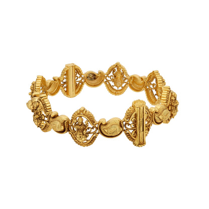 Traditional Goddess Lakshmi Paisley Alternative Pattern 925 Sterling Silver Bangle for Women