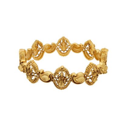Traditional Goddess Lakshmi Paisley Alternative Pattern 925 Sterling Silver Bangle for Women
