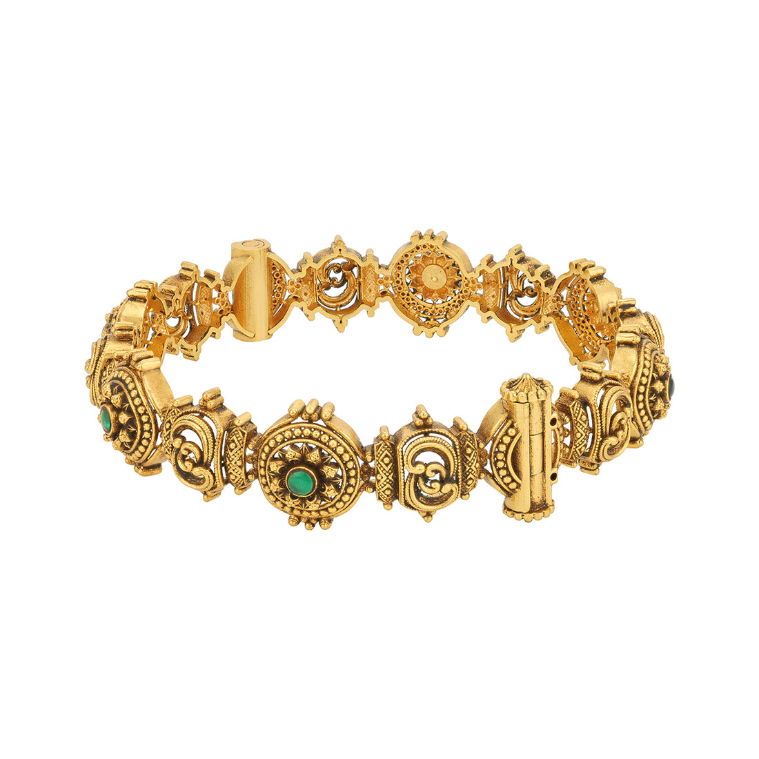 Traditional Gold Plated 925 Sterling Silver Floral Pattern Bangle for Women