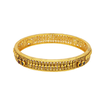 Traditional Temple Style 925 Sterling Silver Gold Plated Stone Bangle for Women