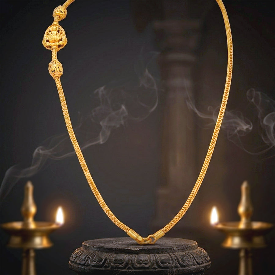 Traditional Deity Lakshmi Mugappu 925 Sterling Silver Thali Chain for Women