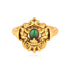 Traditional Elephant Motif 925 Silver Green Stone Ring for Women