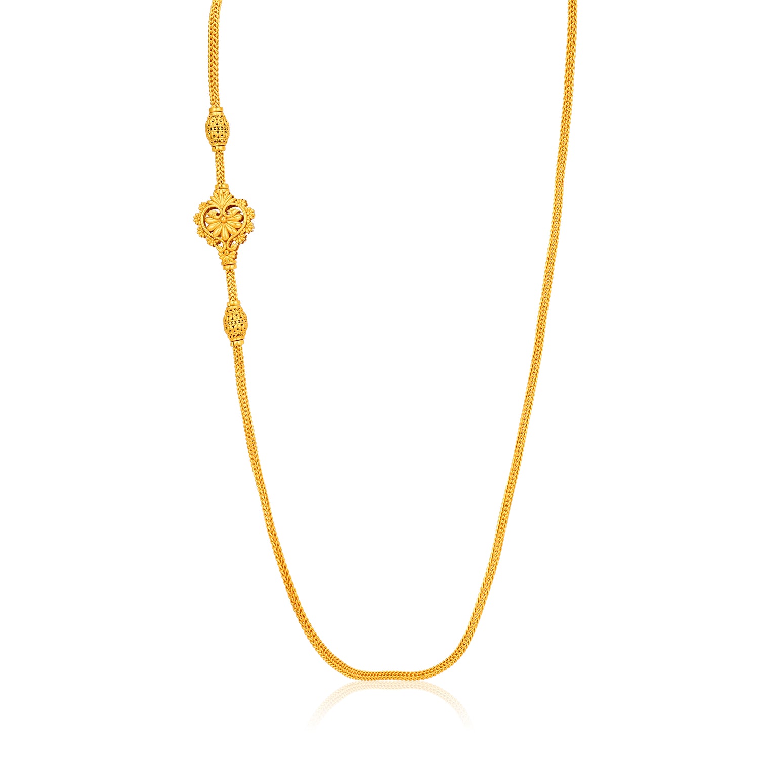 Traditional Floral Heart Mugappu 925 Sterling Silver Thali Chain for Women