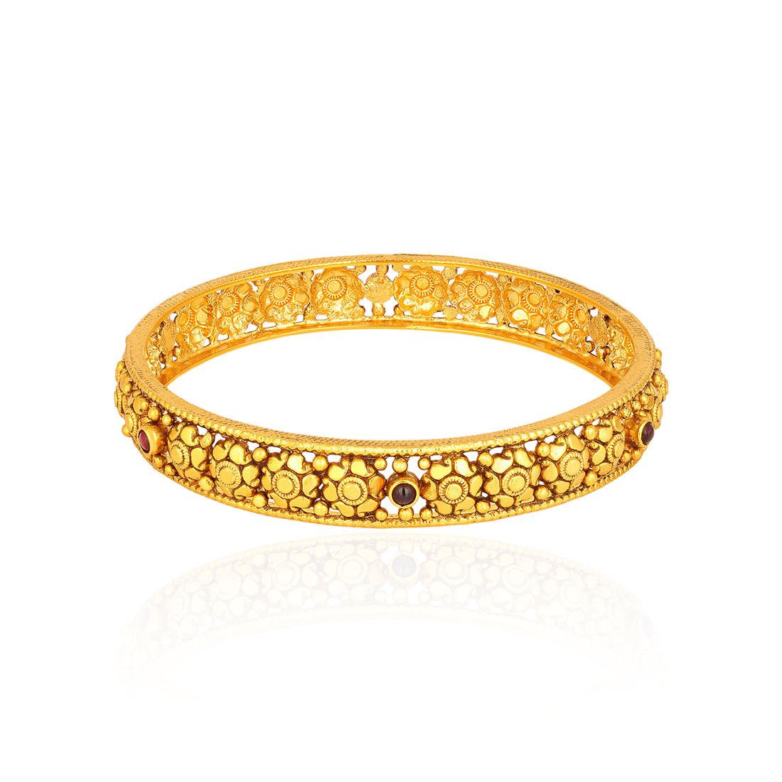 Traditional Flower Engraved 925 Sterling Silver Dark Stone Bangle for women