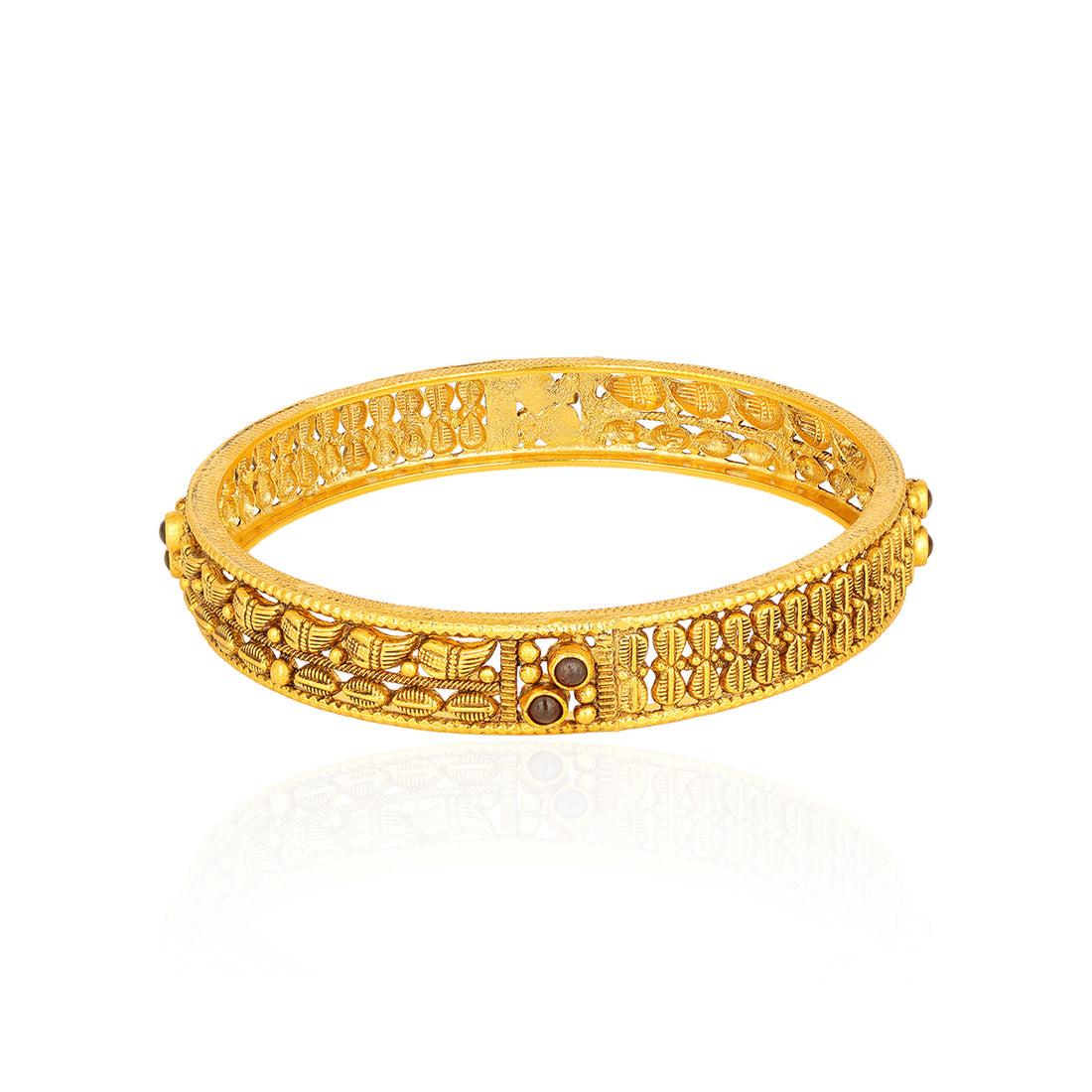 Traditional Flower carved 925 Sterling Silver Dark Stone Bangle for women