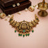 Traditional Goddess Lakshmi Motif Accent 925 Sterling Silver Green Drop Necklace for Women