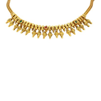 Traditional Jasmine Bud Cluster Drop 925 Sterling Silver Gold Plated Necklace for Women