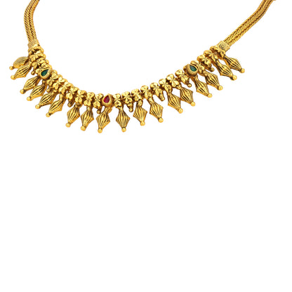 Traditional Jasmine Bud Cluster Drop 925 Sterling Silver Gold Plated Necklace for Women