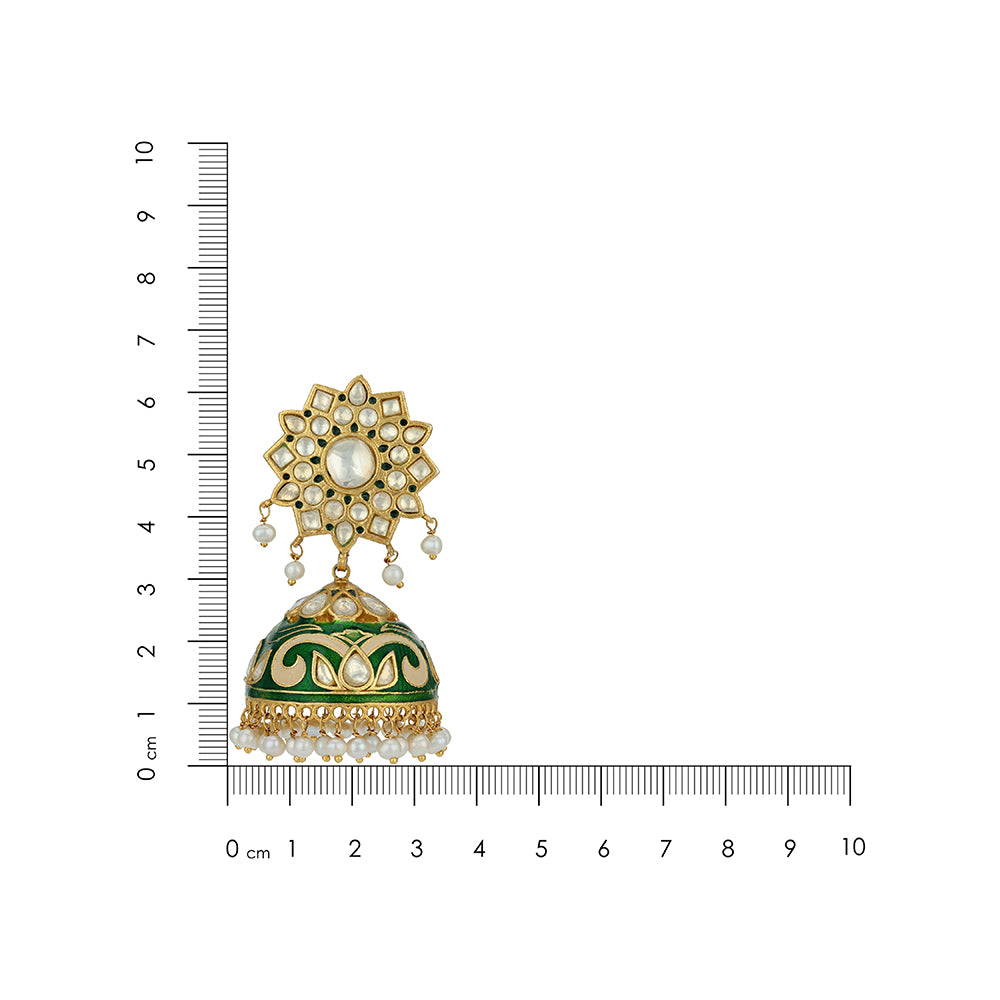 Traditional Kundan Jhumka 925 Sterling Silver Earrings
