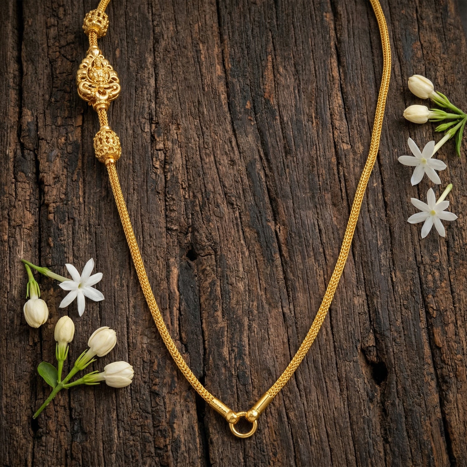 Traditional Lakshmi Mugappu 925 Sterling Silver Thali Chain for Women
