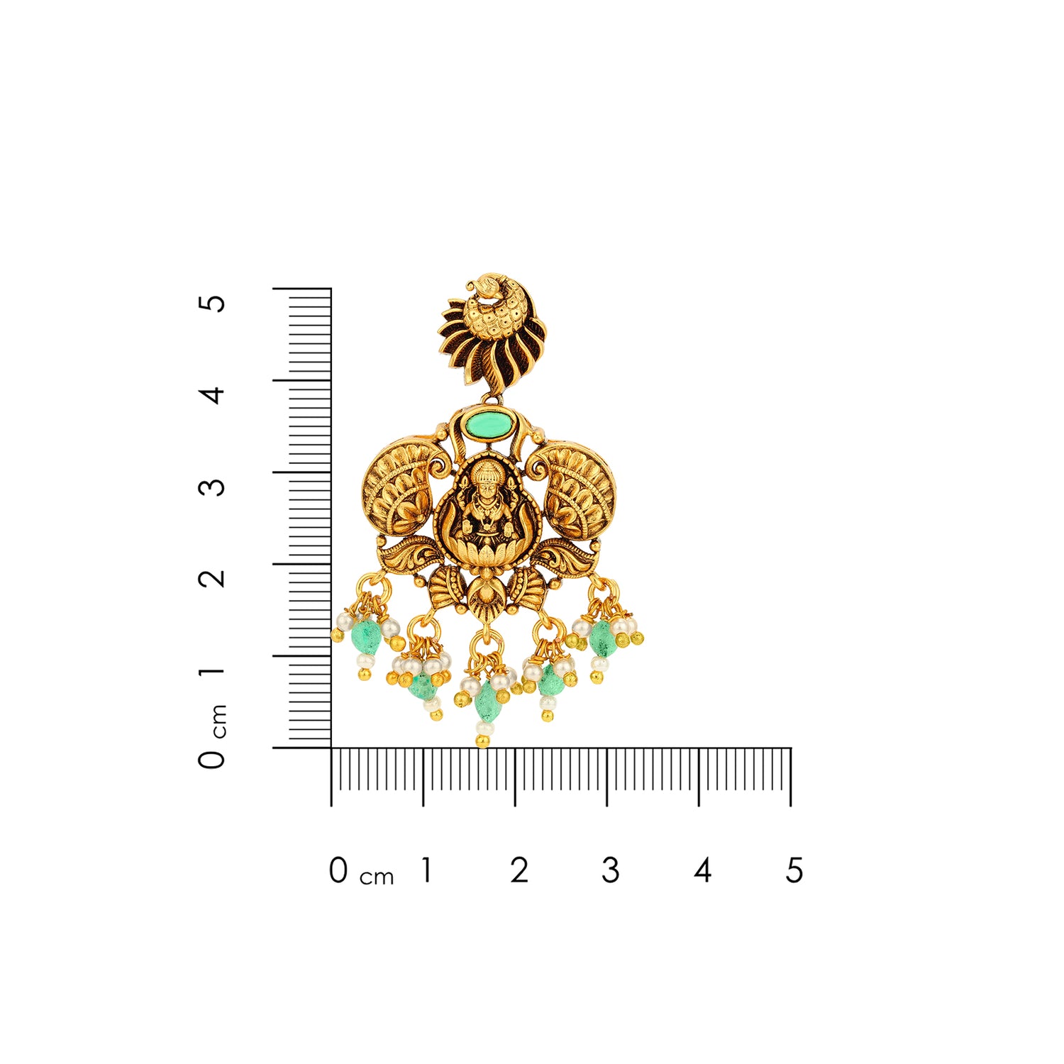 Traditional Lakshmi Temple Green Drop 925 Sterling Silver Gold Plated Earrings for Women