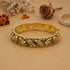 Traditional Leaf Motif 925 Sterling Silver Dark Stone Bangle for Women
