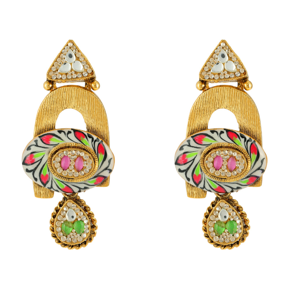 Traditional Modern Twist 925 Gold Plated Earrings