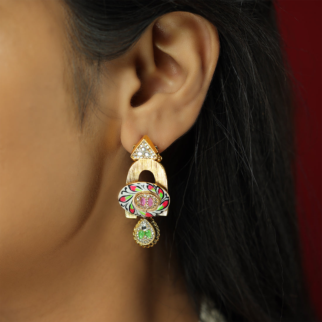 Traditional Modern Twist 925 Gold Plated Earrings