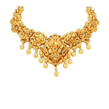 Traditional Peacock Motif Accent 925 Sterling Silver Gold Drop Necklace for Women