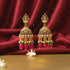 Traditional Royal Ruby Emerald Tassel Gold Plated 925 Sterling Silver Jhumka for Women