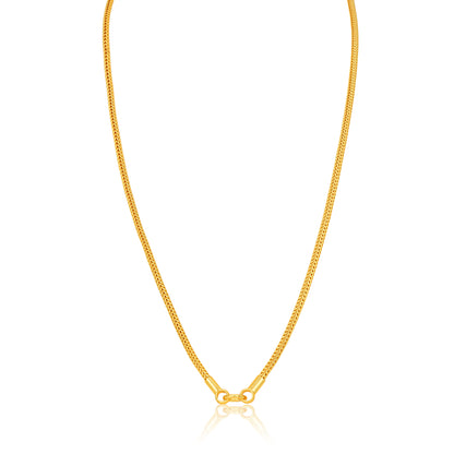 Traditional Smooth Snake 925 Sterling Silver Gold Plated Thali Chain for Women
