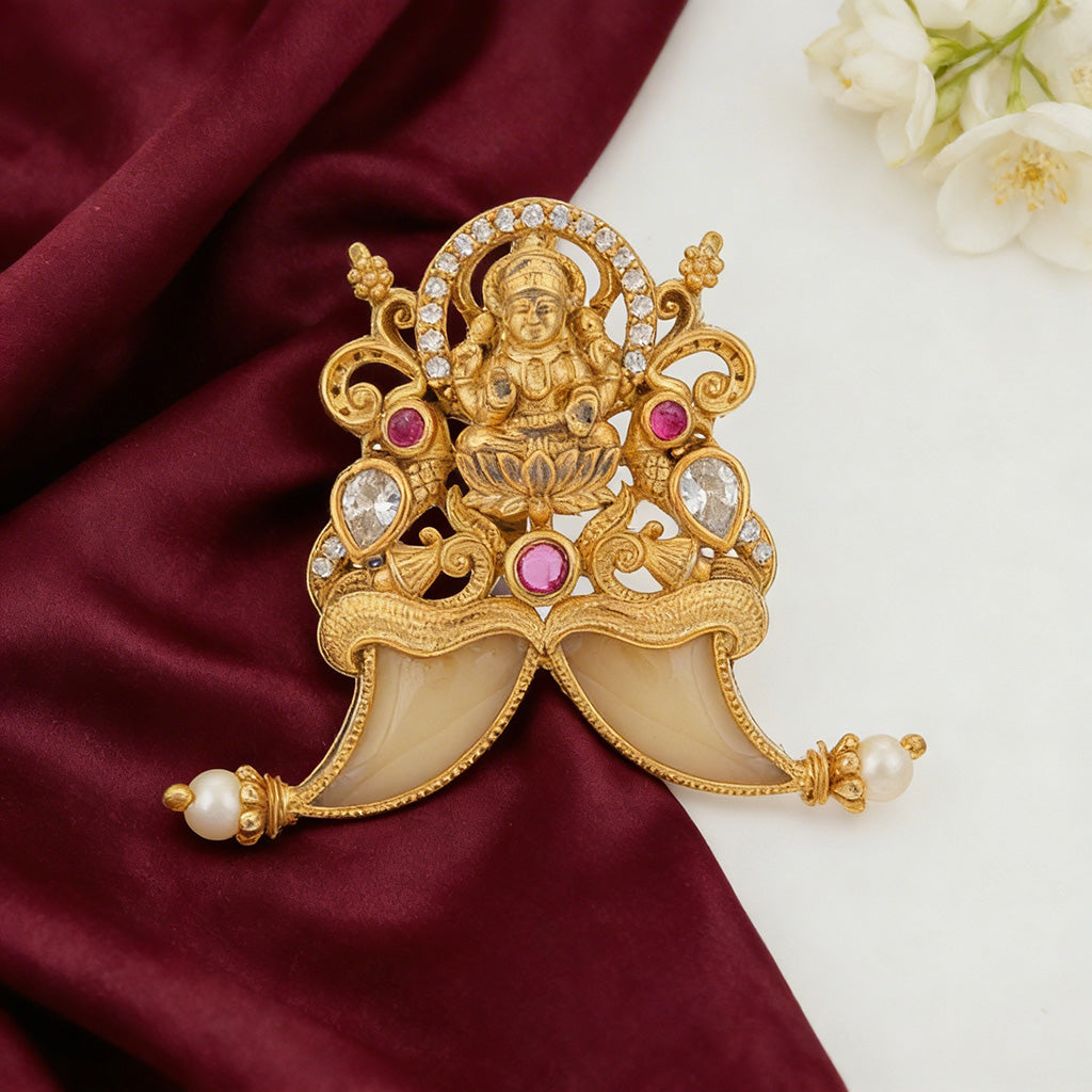 Traditional South Indian Goddess Lakshmi 925 Sterling Silver Pendant