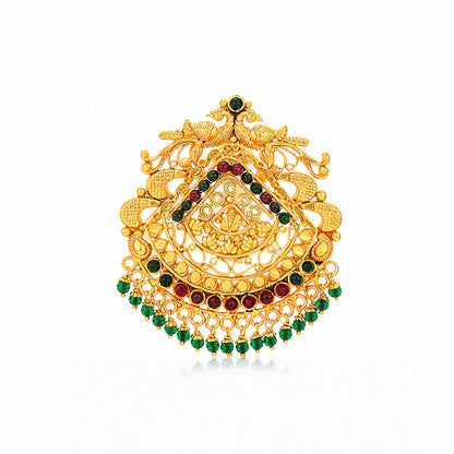 Traditional Temple Peacock Gold Plated Silver Pendant
