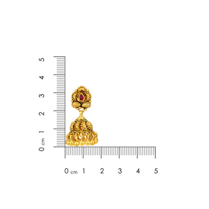 Traditional Temple 925 Sterling Silver Pink Stone Jhumka for Women