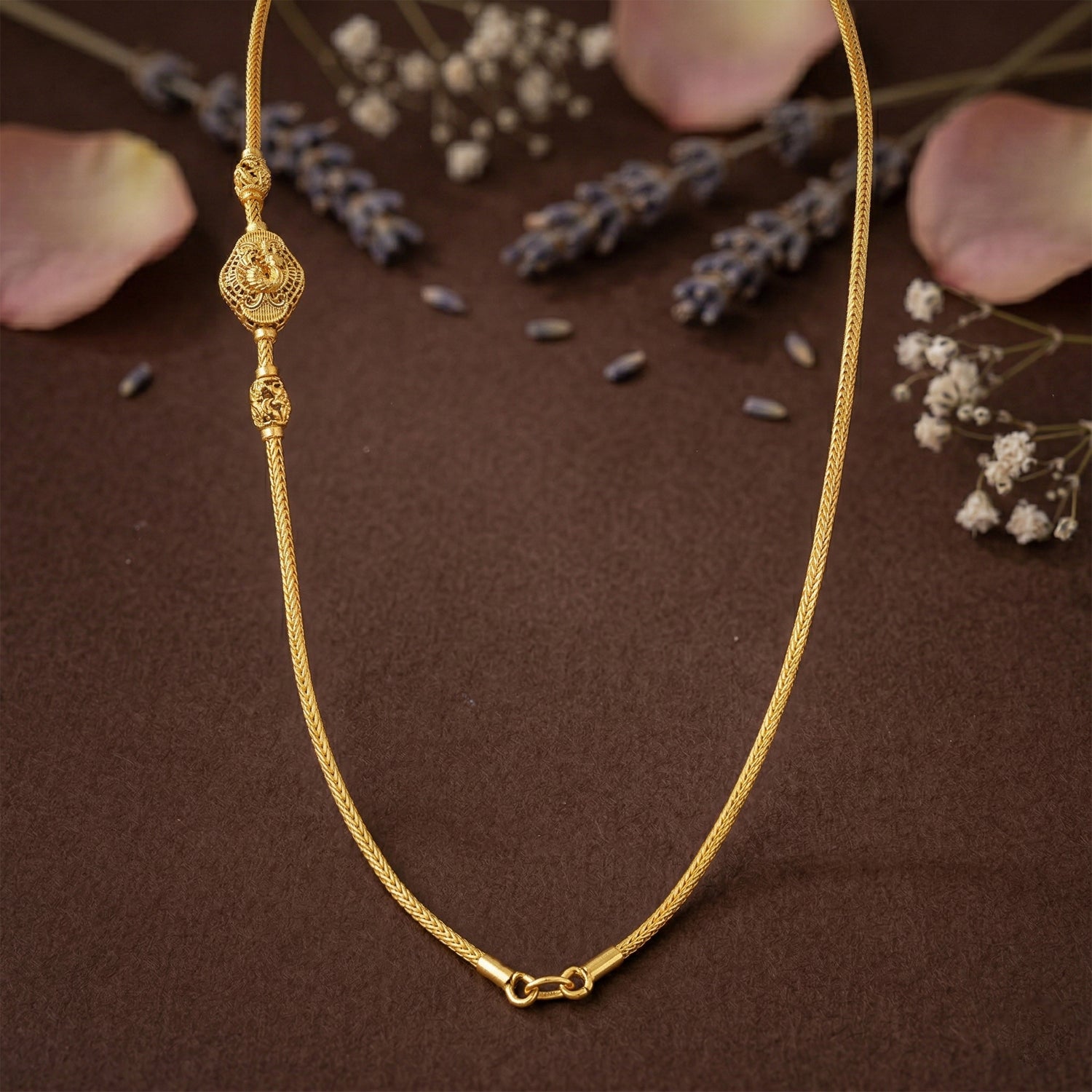 Traditional Temple Peacock Mugappu 925 Sterling Silver Thali Chain for Women
