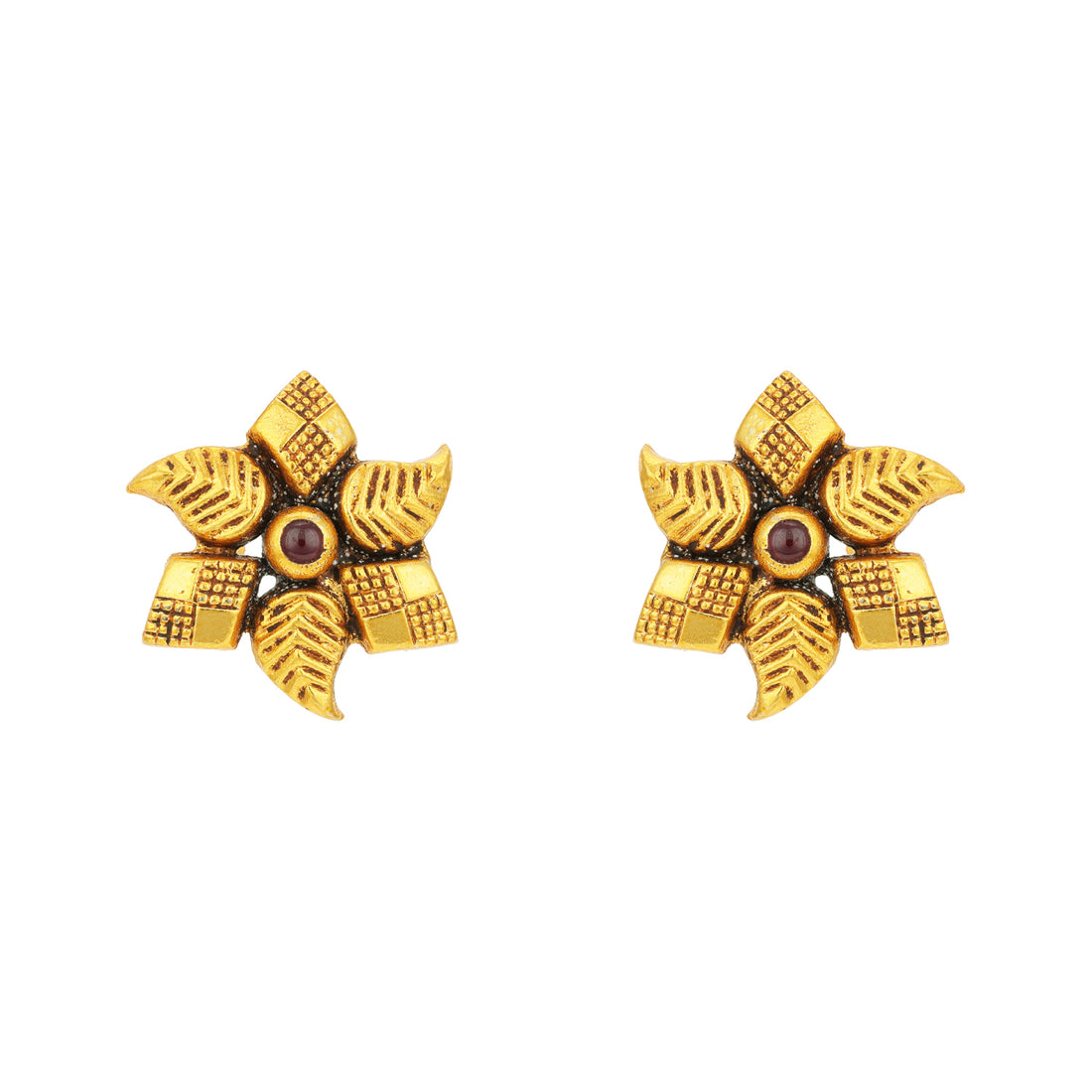 Traditional Textured Bloom 925 Sterling Silver Stud for Women