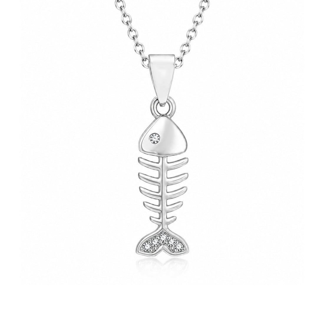 Trendy Skeleton Fish 925 Sterling Silver Pendant for Men