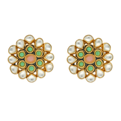 Tri Colour Bloom 925 Gold Plated Earrings