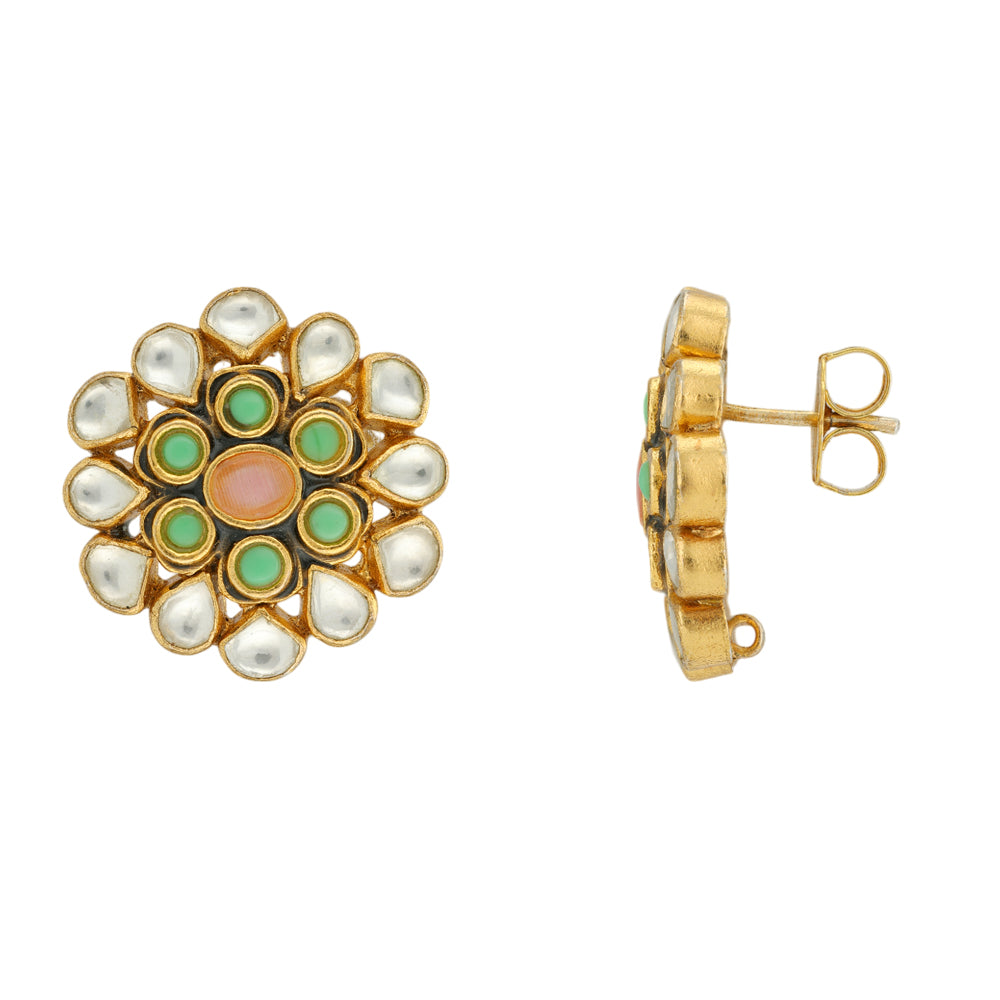 Tri Colour Bloom 925 Gold Plated Earrings