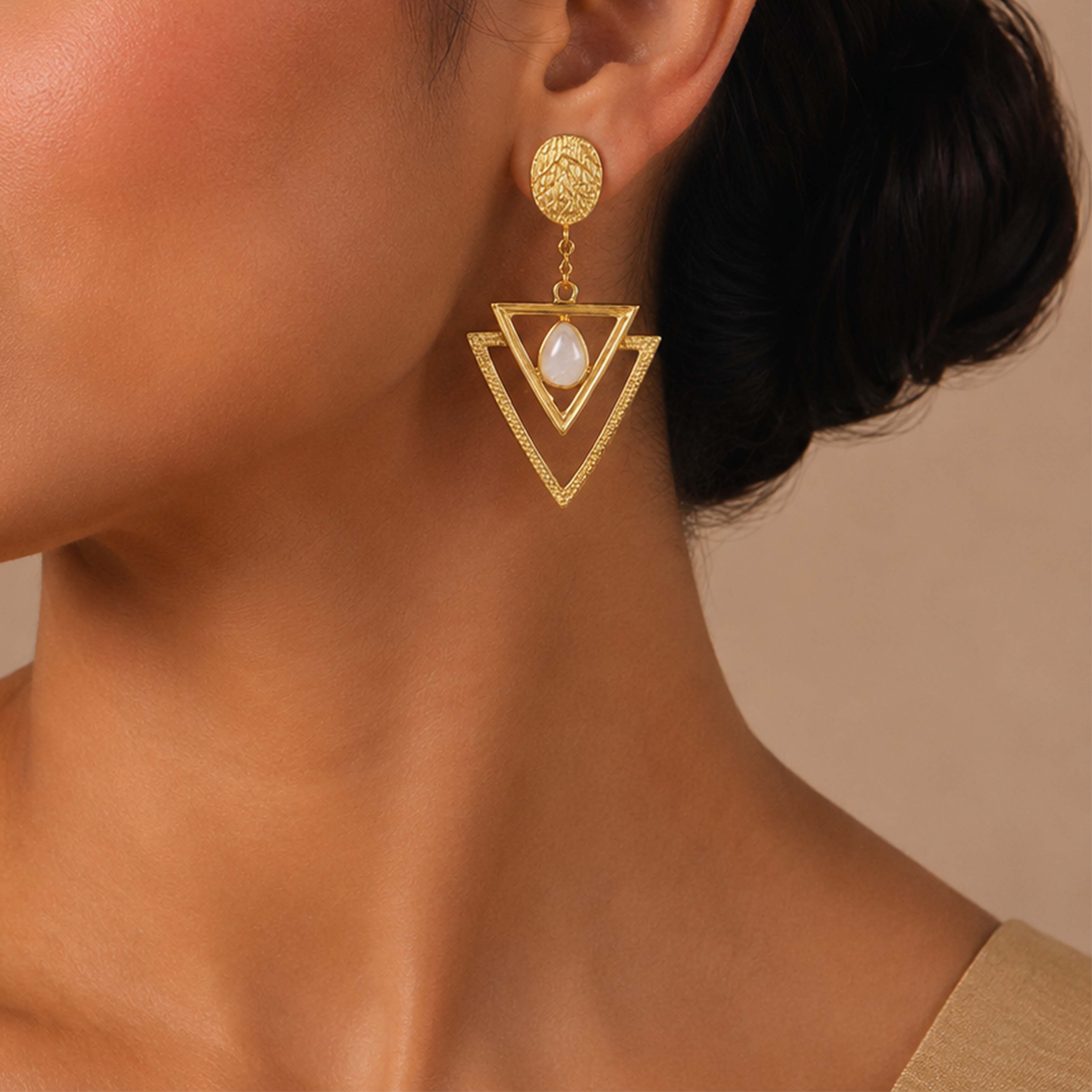 Triangle Double Grace 925 Sterling Silver Dangle Earrings
