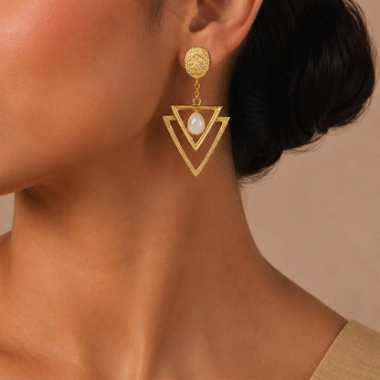 Triangle Double Grace 925 Sterling Silver Dangle Earrings