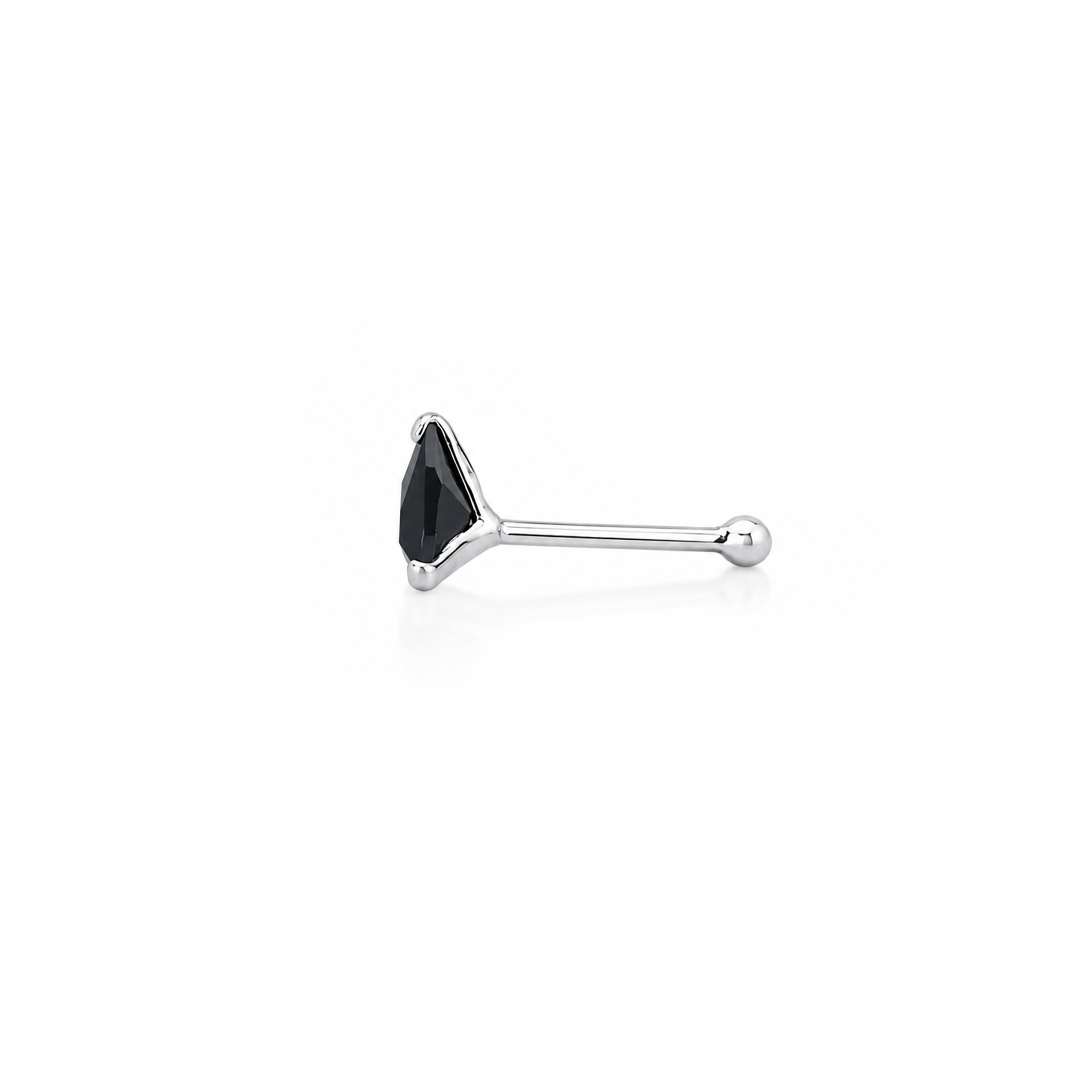 Triangle Black Gemstone Silver Nosepin
