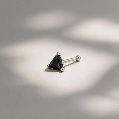 Triangle Black Gemstone Silver Nosepin