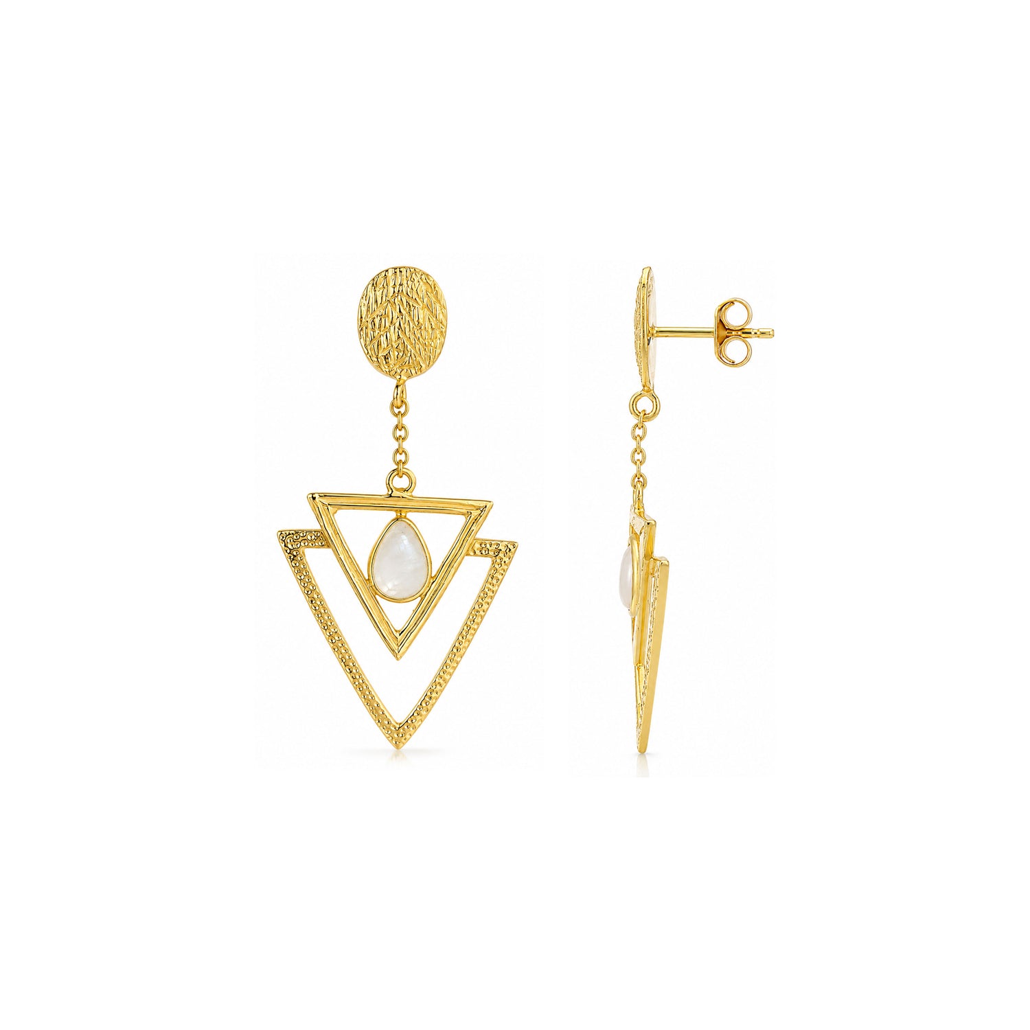Triangle Double Grace 925 Sterling Silver Dangle Earrings
