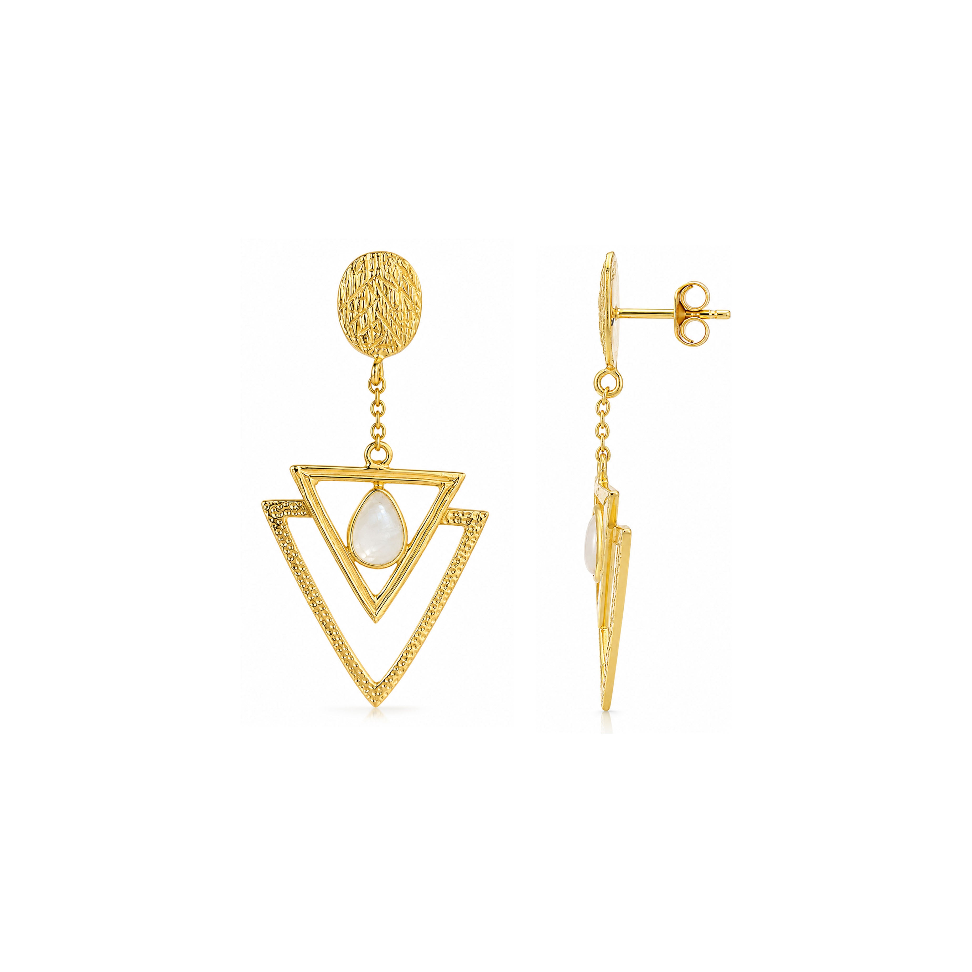 Triangle Double Grace 925 Sterling Silver Dangle Earrings