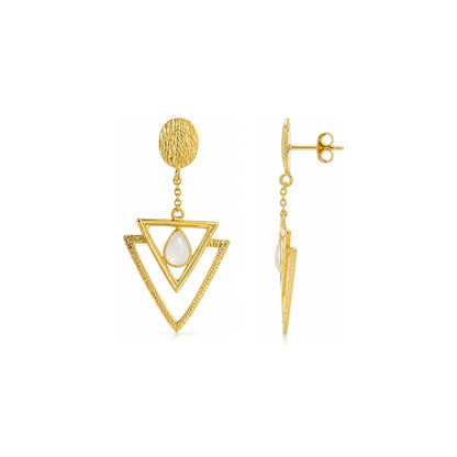 Triangle Double Grace 925 Sterling Silver Dangle Earrings