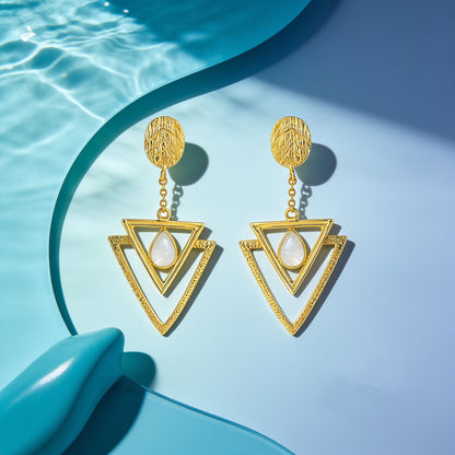 Triangle Double Grace 925 Sterling Silver Dangle Earrings