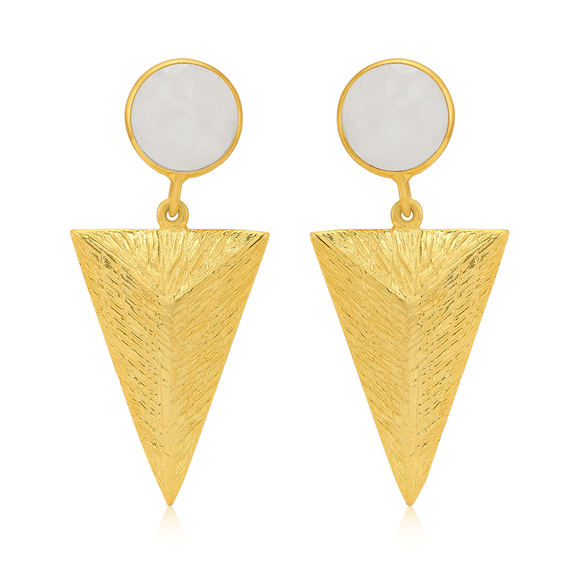 Triangle  Drop Gold Plated Silver Earrings