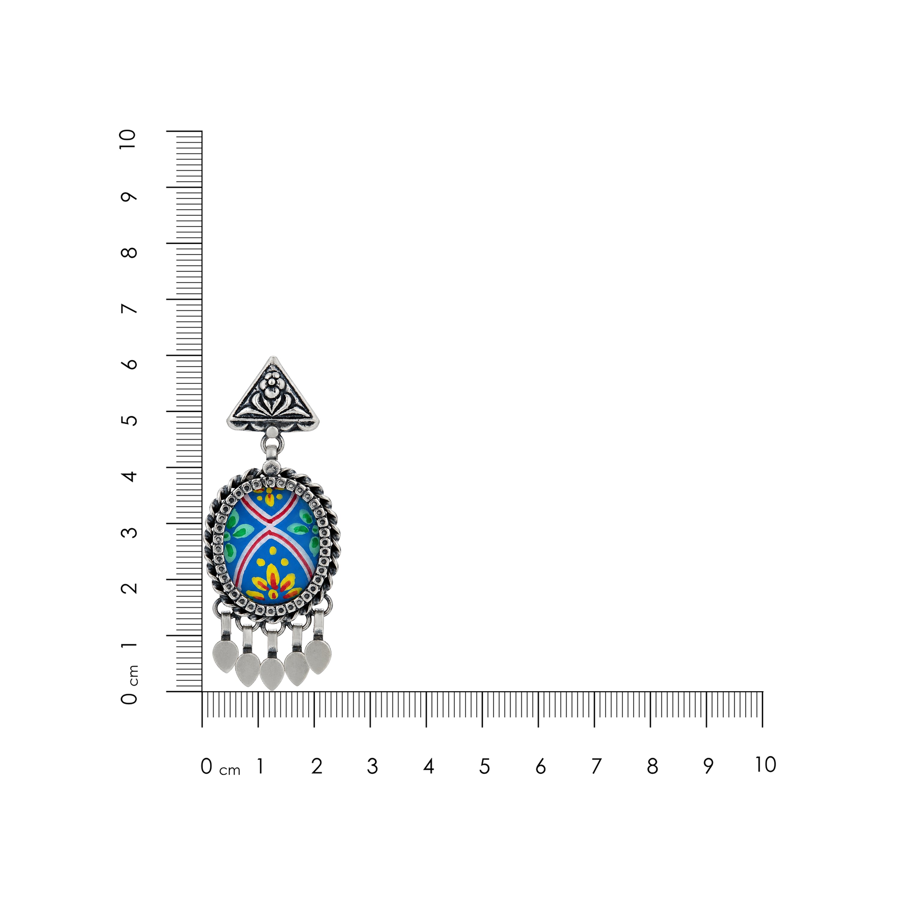 Triangle Folk 925 Sterling Silver Oxidised Drop Earrings