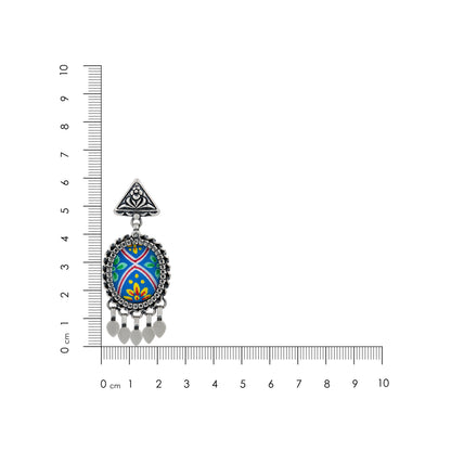 Triangle Folk 925 Sterling Silver Oxidised Drop Earrings