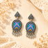 Triangle Folk 925 Sterling Silver Oxidised Drop Earrings