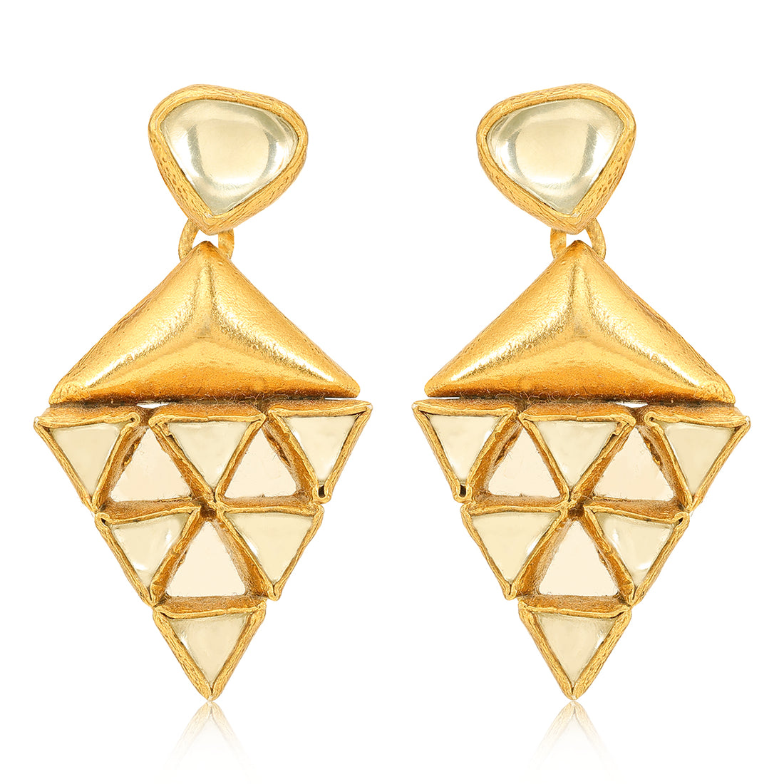 Triangle Polki Silver  Earrings