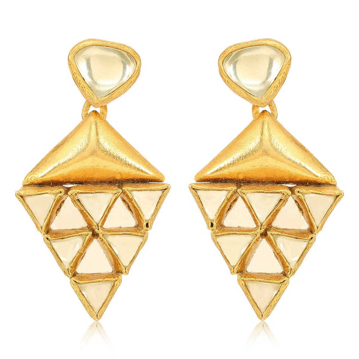 Triangle Polki Silver  Earrings