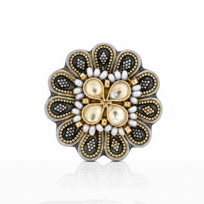 Tribal Floral Kundan Statement Ring