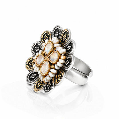 Tribal Floral Kundan Statement Ring